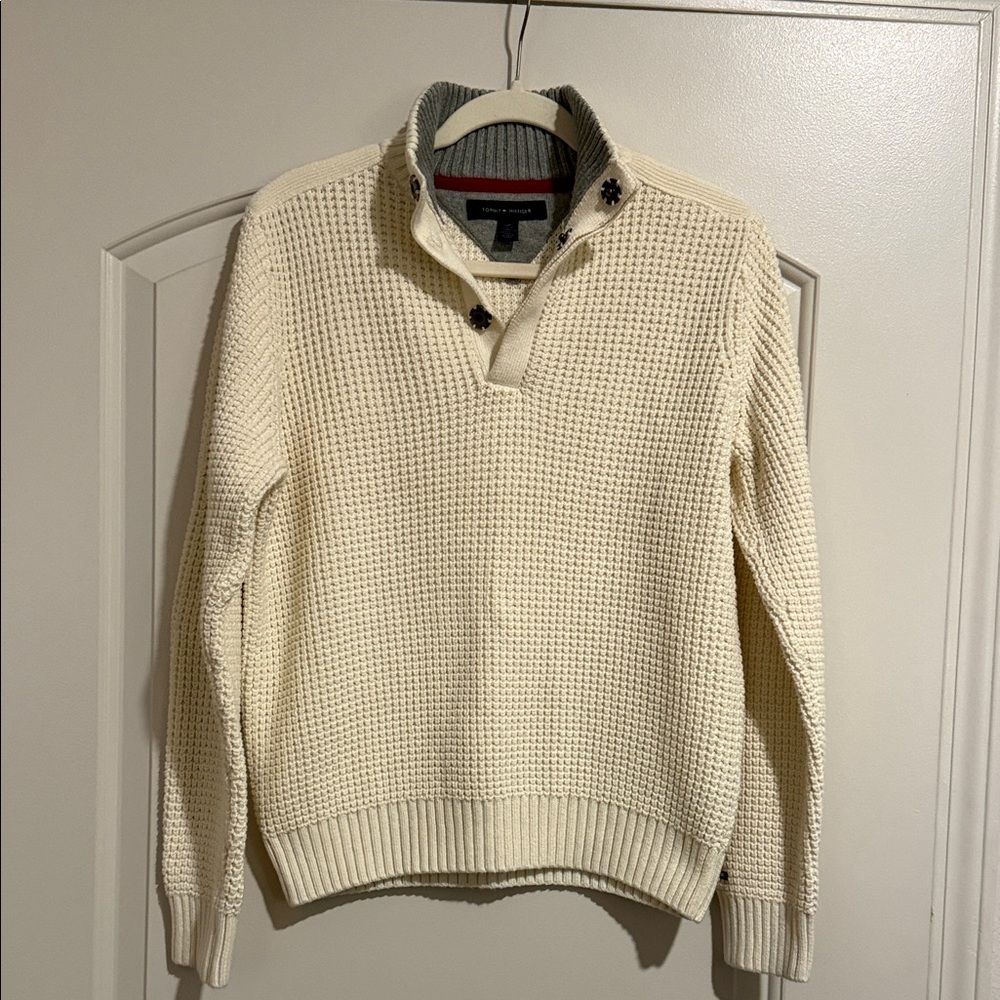 Tommy Hilfiger Men's Off-White Zip-Up Sweater